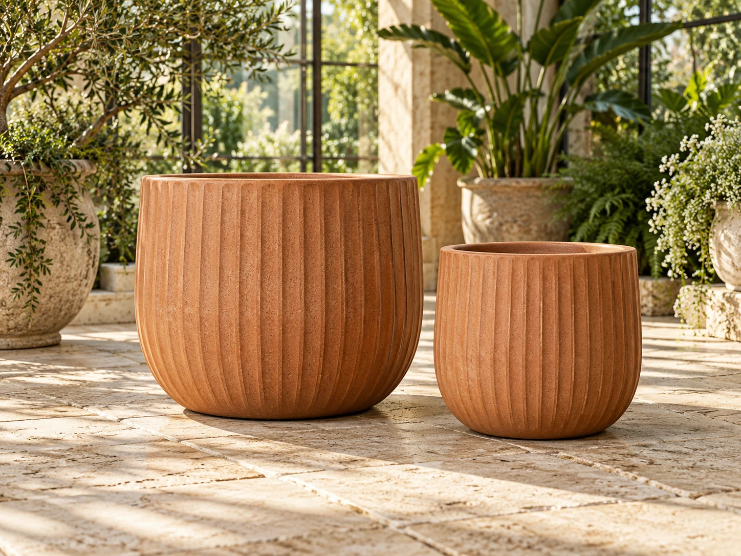 Original illustrative concept of Ribbed terracotta planter concept