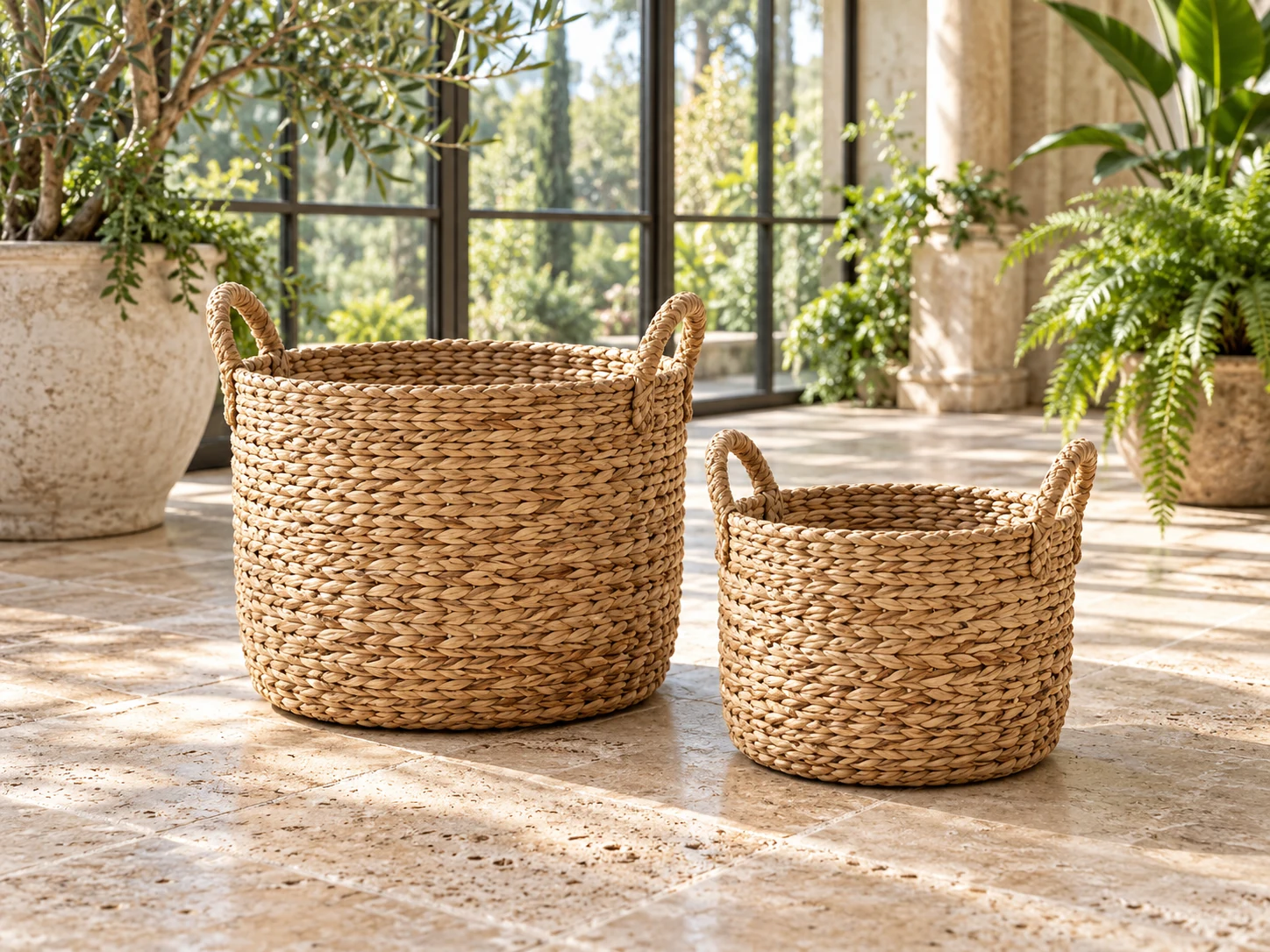 Original illustrative concept of Woven seagrass storage pair concept