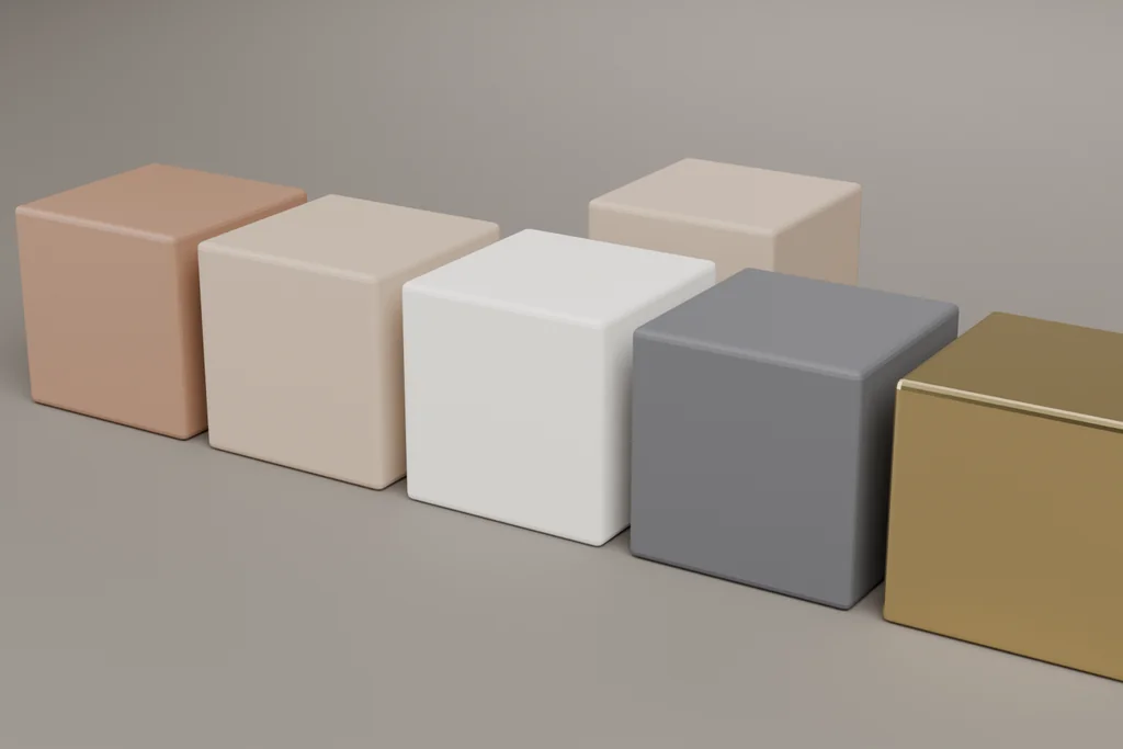 Six material samples: full-grain leather, suede, EVA foam, siped rubber, brass eyelets and cotton twine.