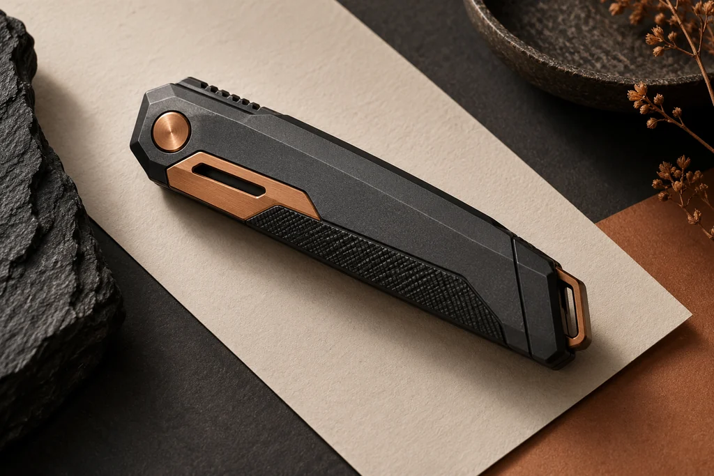 Utility Knife / fictional A closed rectangular body with a compact grip