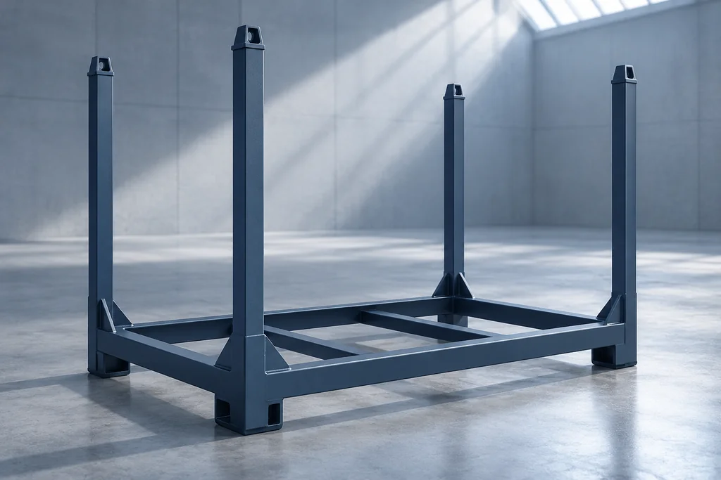Open Frame fictional an empty blue open carrier frame with four posts