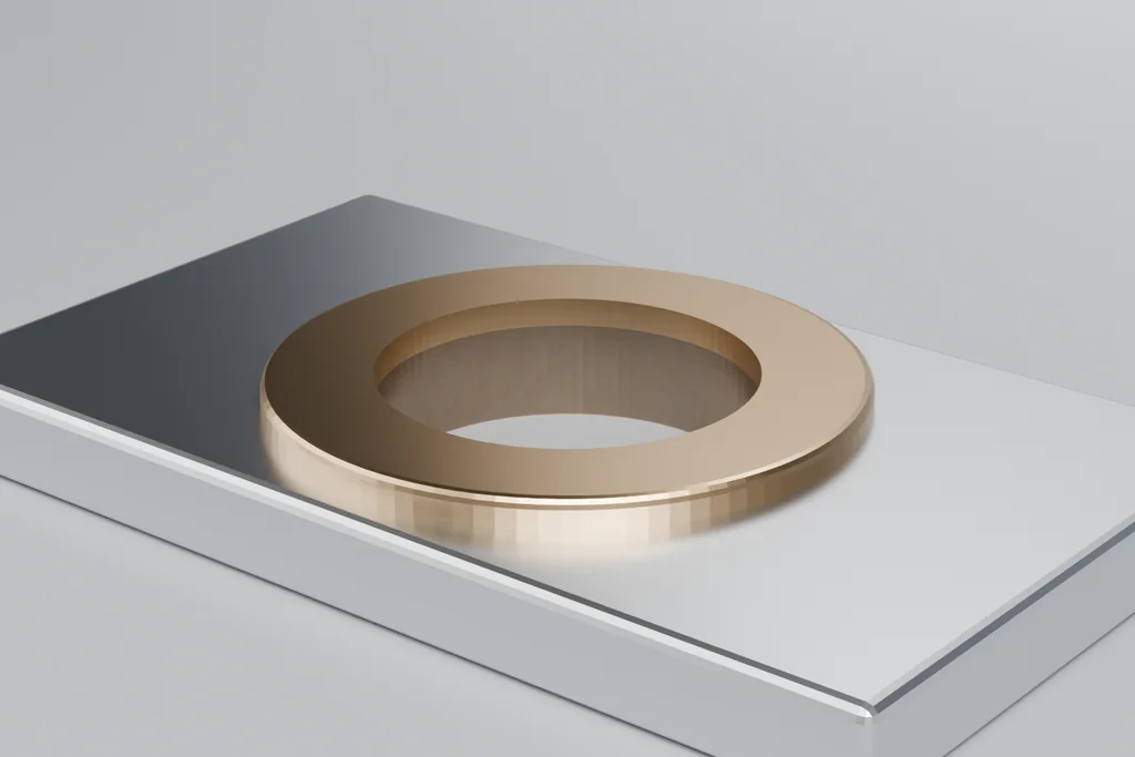 Original 3D render of a drilled mounting plate.