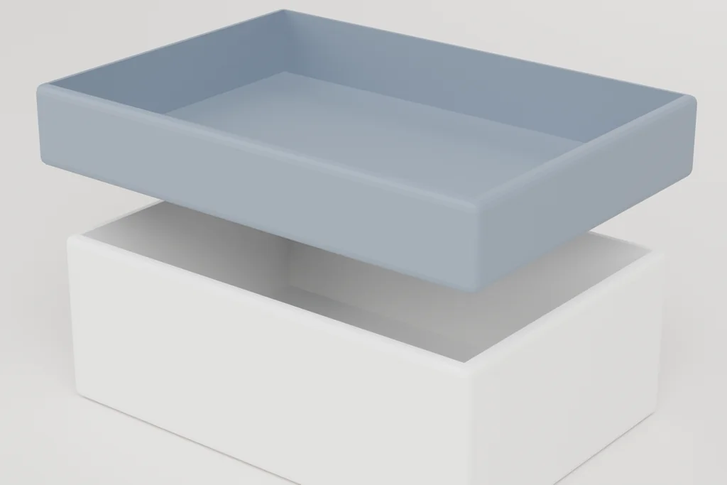 Original 3D render of a rigid box.