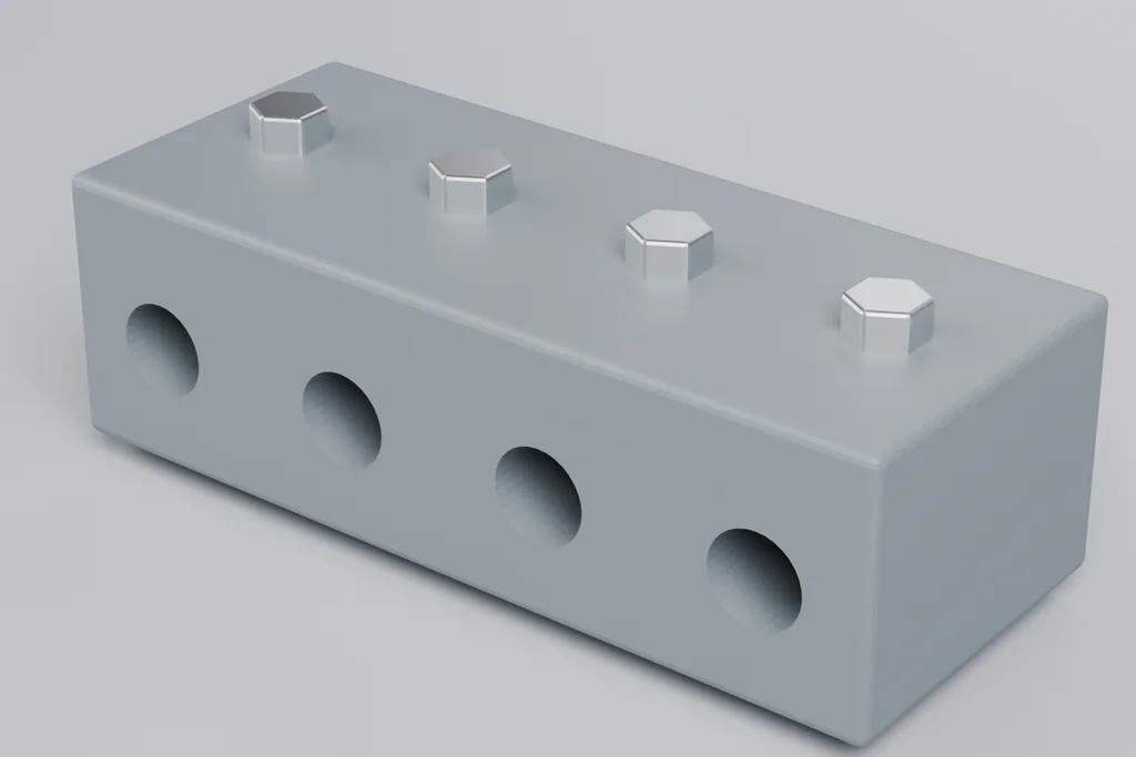Original 3D render of a terminal block.