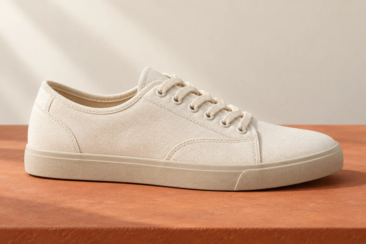 Field: unbranded canvas lace-up concept with complete silhouette