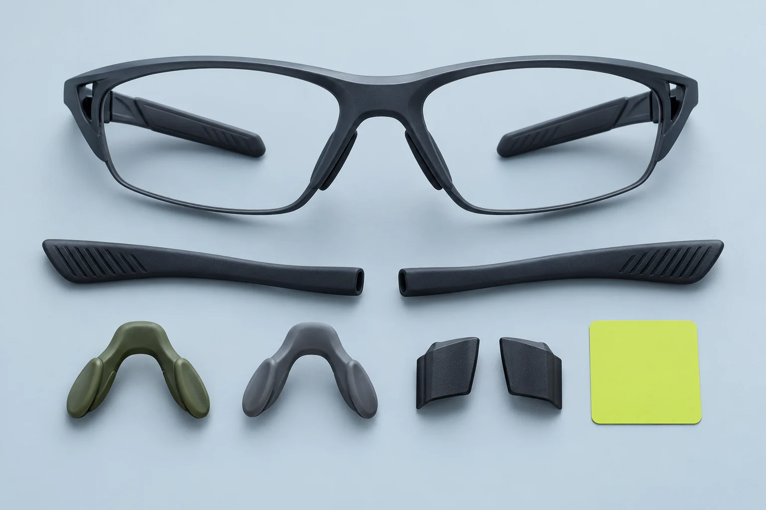 Generic nose saddles, tip sleeves and cover concepts. Not exact parts or assembly guidance.