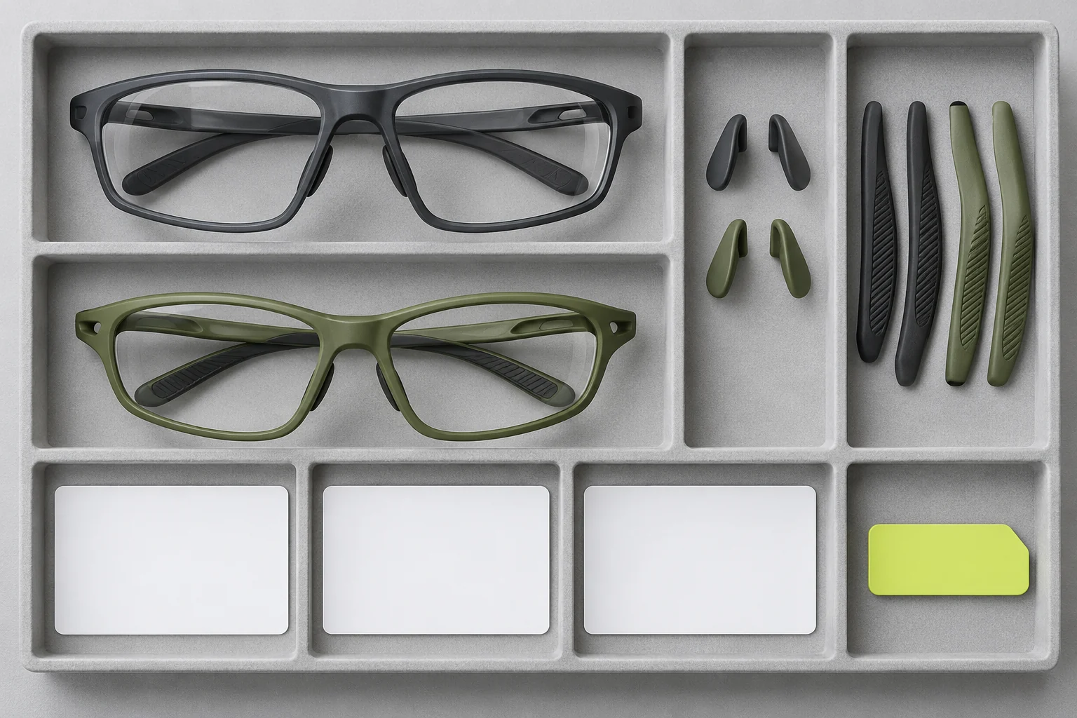 Original generic sample-tray concept. Not an actual shipment or exact product kit.