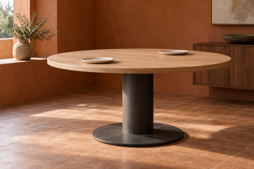 Original appearance concept: dining round table, fictional furniture appearance; not a verified construction