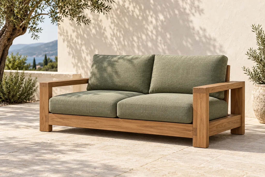 Original AI concept photograph: furniture terrace sofa