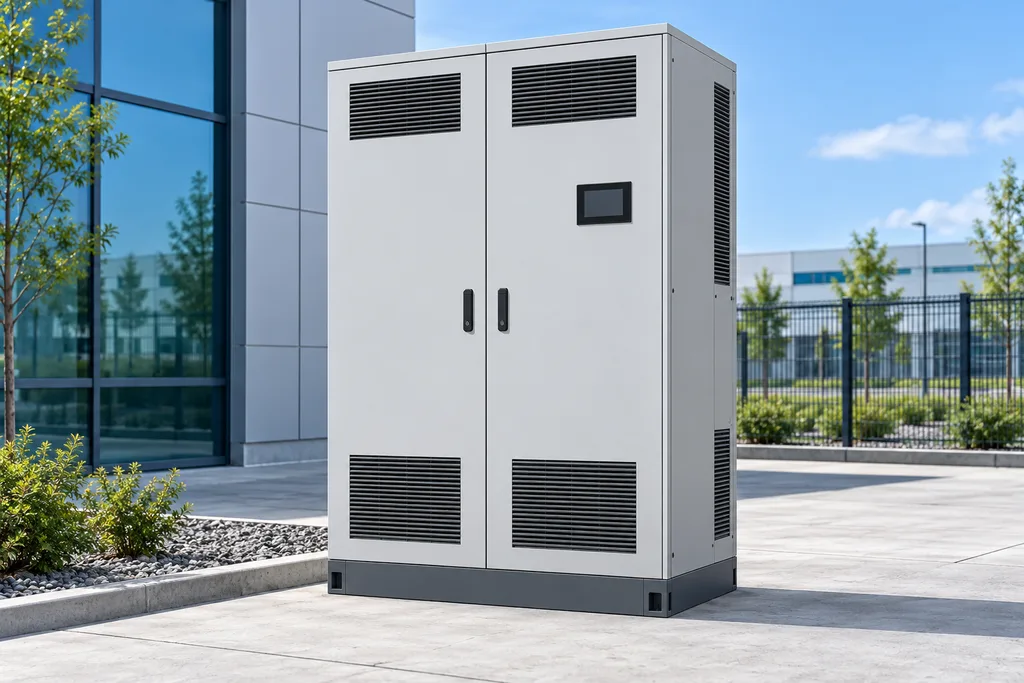 Original AI concept photograph: solar storage cabinet