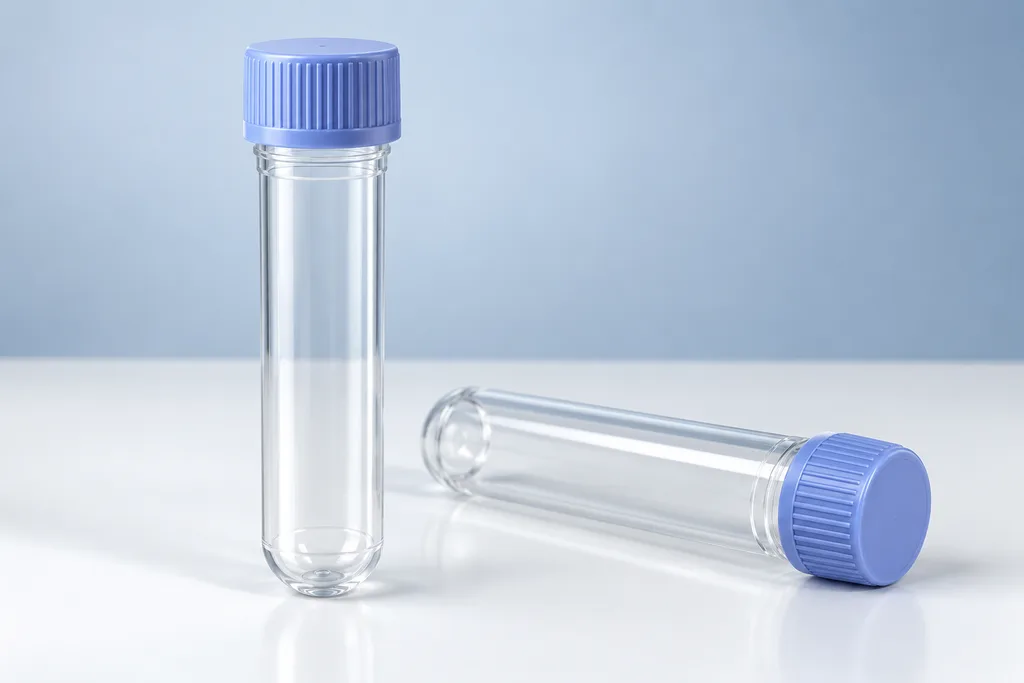 Original AI appearance concept: medical capped tube; not a verified product